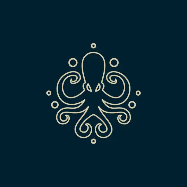 Vector illustration of line logo octopus vector illustration