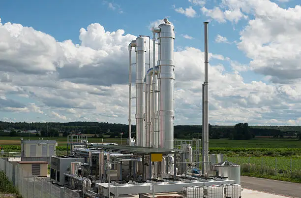 Detailshot of a modern biogas plant.