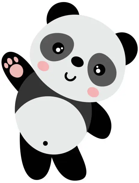 Vector illustration of Cute funny panda isolated on white