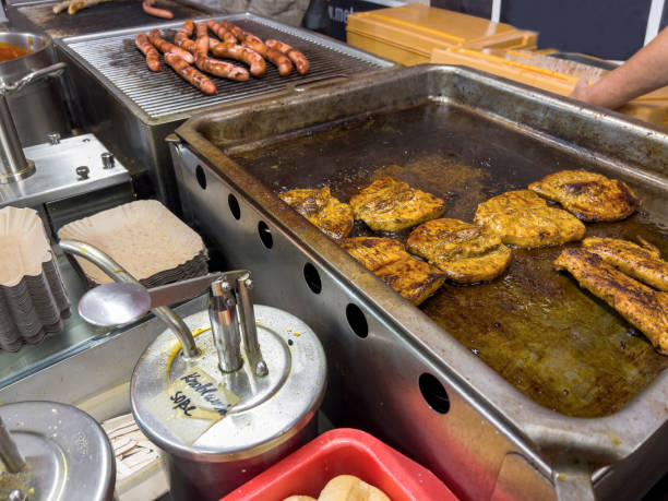 istock Grilled pork steak and sausages 1740308366