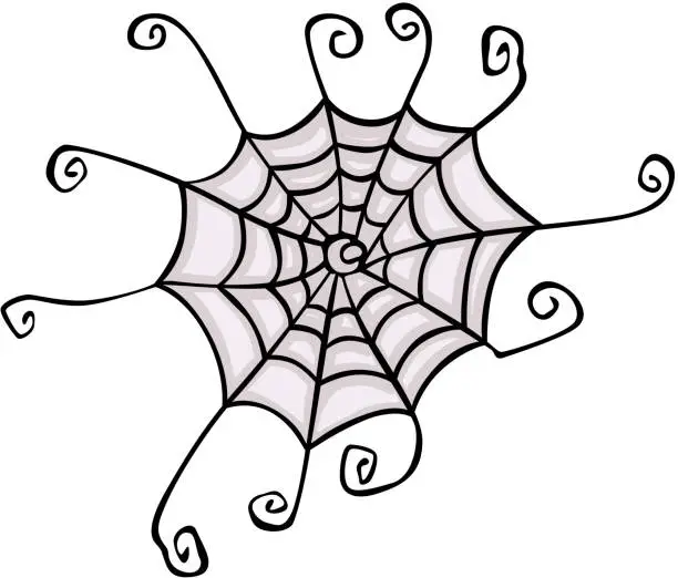 Vector illustration of Web of spider isolated on white