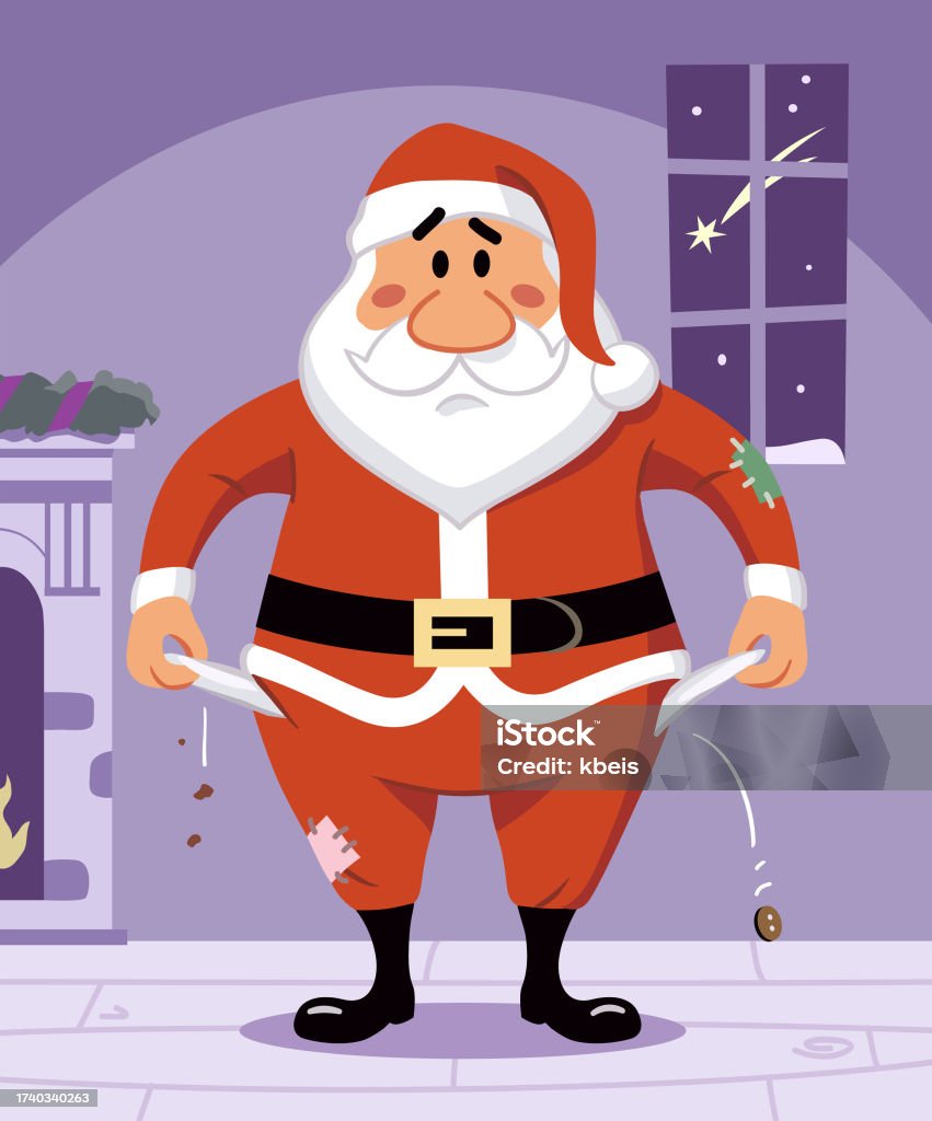 Poor Santa Poor Santa Claus Showing Empty Pockets Stock Illustration - Download ...