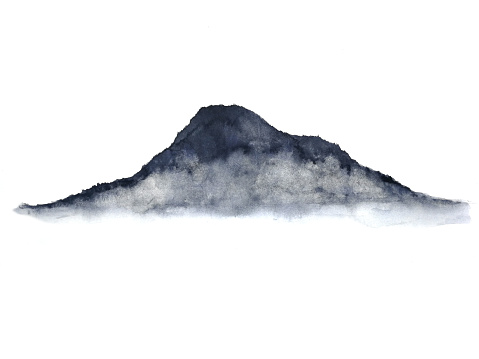 watercolor oriental painting abstract ink landscape mountain fog .traditional chinese painting. asia art style.isolated white background.