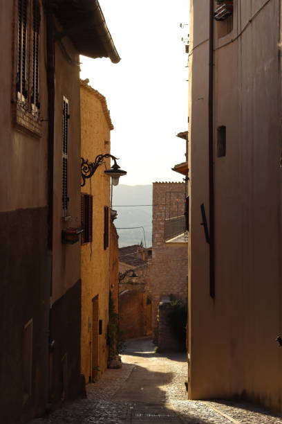 istock View along a narrow back street in an old town 1740351734