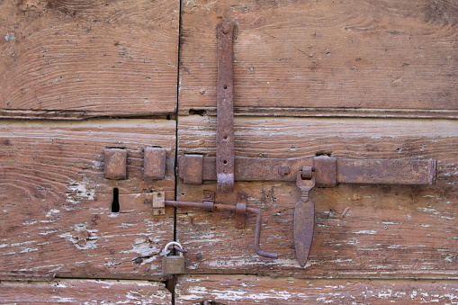 Close up of an old door bolt