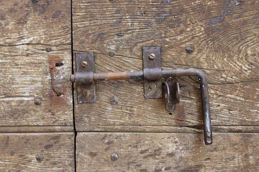 Close up of an old door bolt