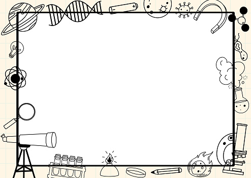 Science Border Basic Science Tools Object And Learning Sign Element Border Frame Template ...