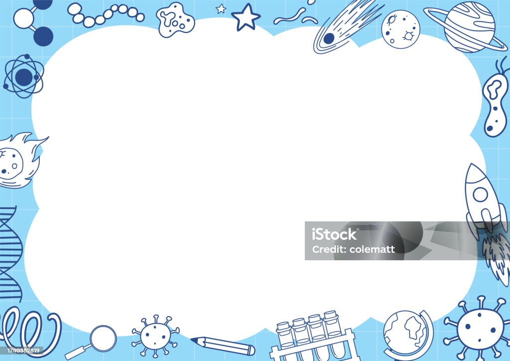 Science Border Blue Science Tools And Learning Sign On Blue Border Frame Stock Illustration ...