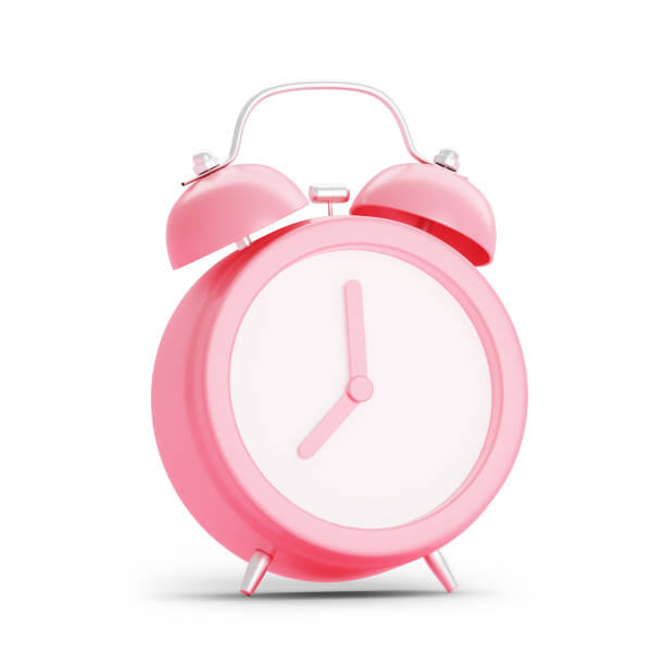 istock Pink pastel 3d alarm clock isolated on white background or business classic analog timer concept or time hour morning watch alert reminder deadline countdown minimal face design. ( Clipping path ) 1740390799