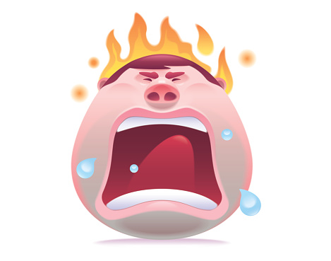 vector illustration of screaming man head on fire icon