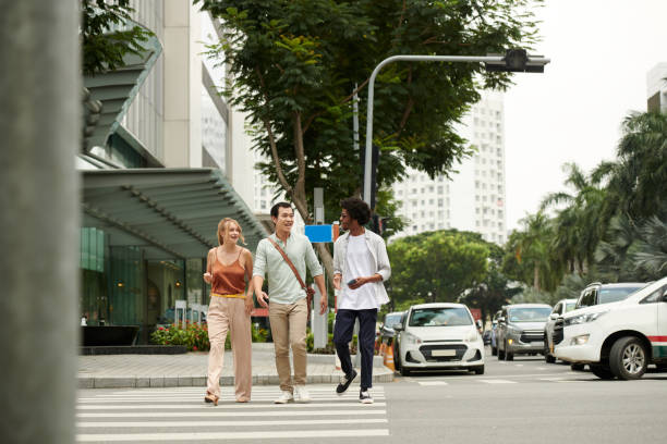 Young People Crossing Road