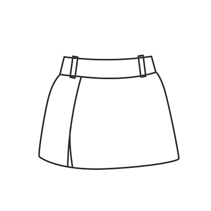 Mini skirt silhouette. Skirt technical fashion illustration. Vector illustration