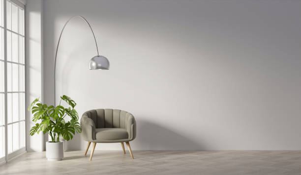 istock A blank room with sofa and shelf and plant and with Minimal style 3d render, white wall and wood floor, The room has large windows. 3d render 1740468115