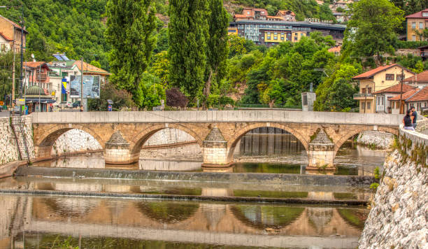istock The old stone bridge on the Miljacka River in Sarajevo 1740487744
