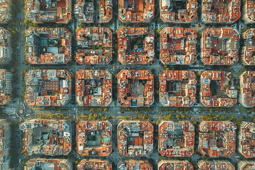 Aerial view of  Barcelona cityscape