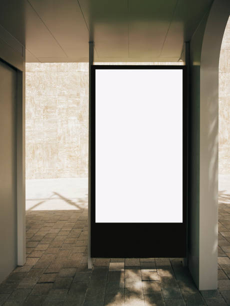 istock Blank white banner Mock up Media in Public building 1740506493