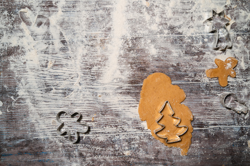 Several kinds of Christmas cookies on a glass plate, spruce twig decoration