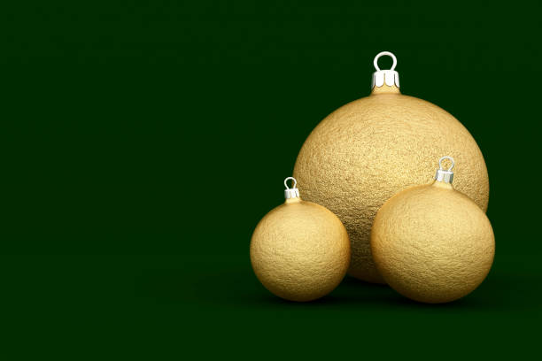 istock Gold Christmas Balls Gift Card Royal Green Template 3D 1740512461