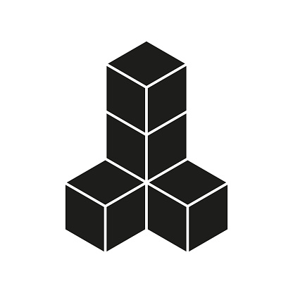3D cube, square icon. Vector illustration. EPS 10. Stock image.