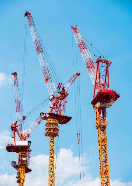 istock Cranes working in Construction site Industrial equipment 1740532036