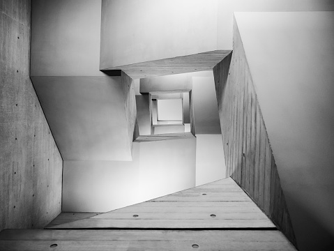 Architecture details Geometric space Cement wall stairs gradation Art background