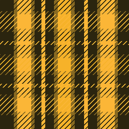 Checkered autumn plaid gingham  twill tartan seamless pattern in yellow , mustard and dark brown. For Fabric, textile and texture.