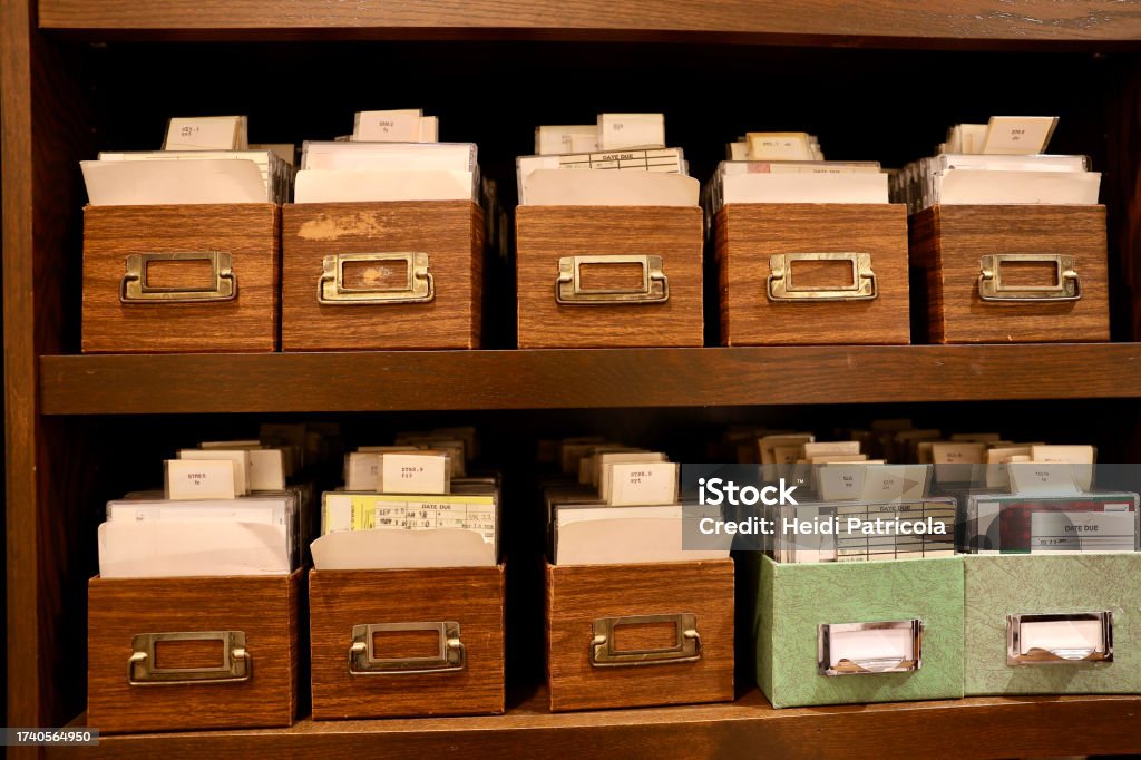 Old Fashioned Library Card Catalog Boxes Stock Photo Download Image