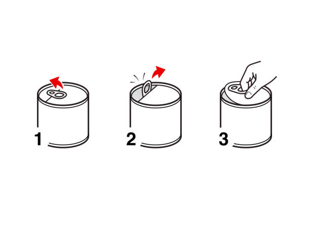 набор иконок для банки с легко открывающейся крышкой. - can disposable cup blank container stock illustrations