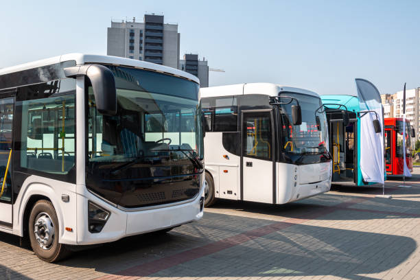 istock Modern city buses at the parking lot 1740587940