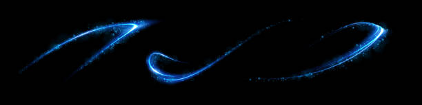 istock Abstract light lines of speed movement, blue colors. Light everyday glowing effect. semicircular wave, light trail curve swirl, optical fiber incandescent design. 1740617105