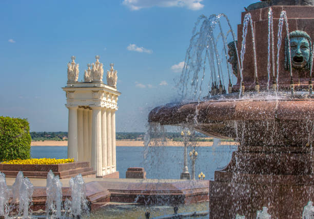 VOLGOGRAD, RUSSIA - JULY 19, 2023: The sunny day on the Volgograd embankment.