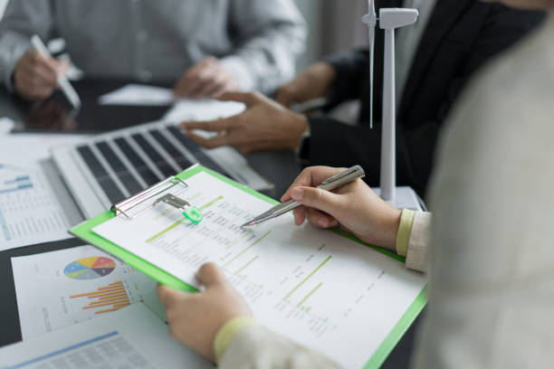 istock Alternative energy environment business team discuss about solar cell panel and renewable energy 1740626421