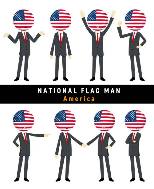 Vector illustration of Illustration of a character personifying the American flag