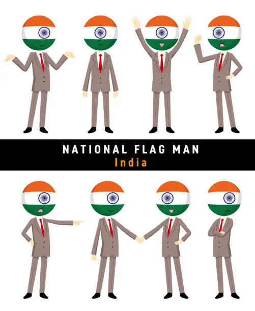 Vector illustration of Illustration of a character personifying the Indian flag