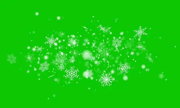 Vector illustration of White falling snowflakes, abstract landscape.