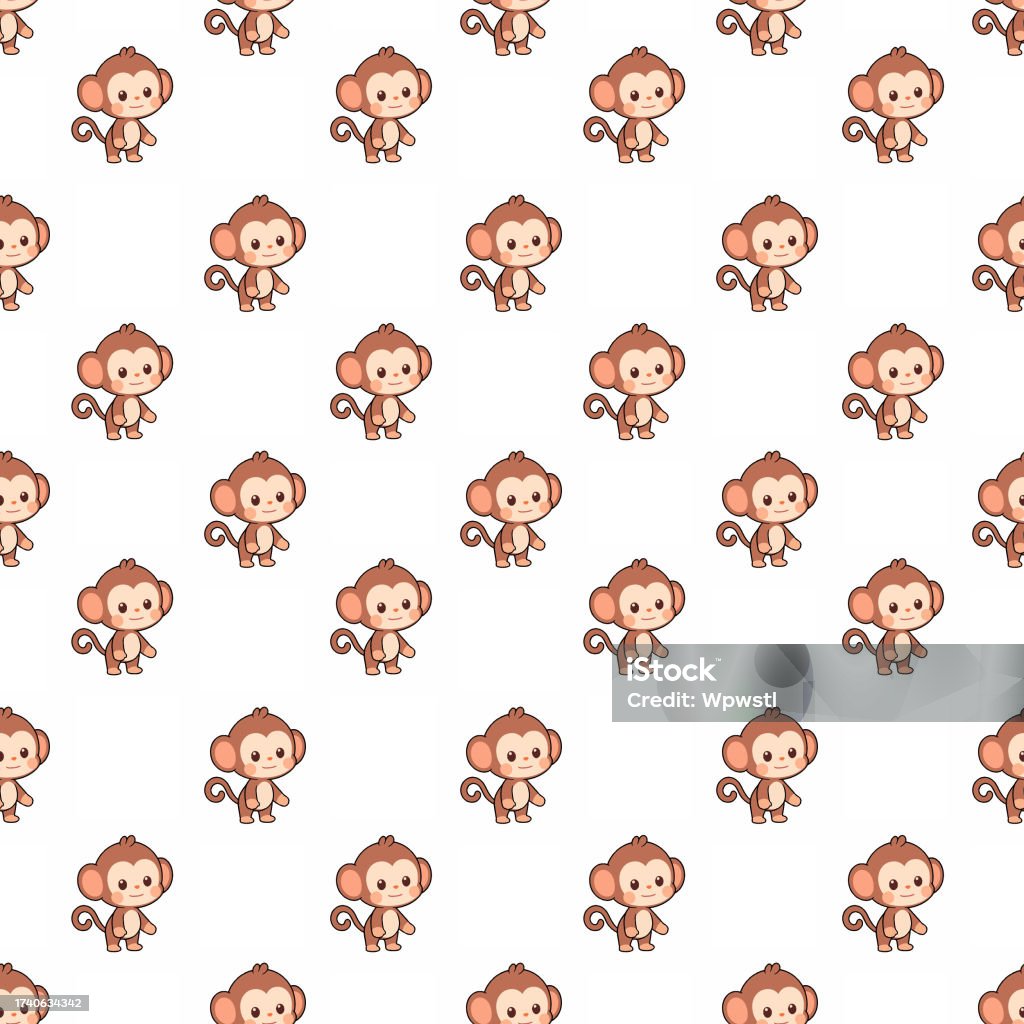 Monkey Pattern Material Cute Seamless Monkey Pattern Design For Decorating Backdrop Fabric ...