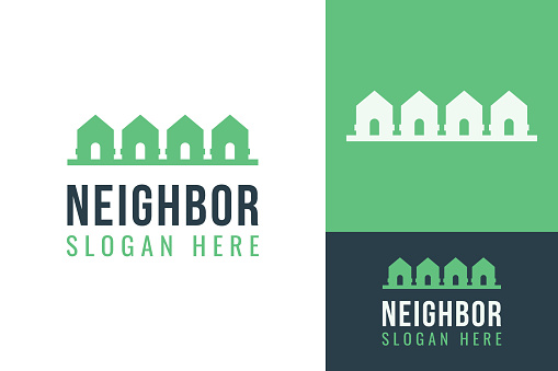 Minimal 4 Houses Building Home Neighbor Real Estate Social Community Property Logo Design Branding Template