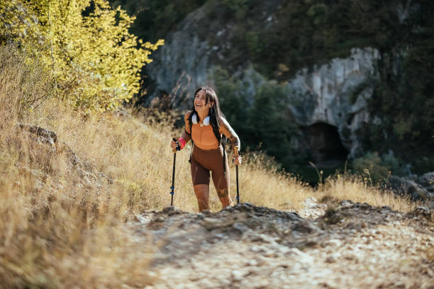 istock Young woman hiking on the mountain 1740677837