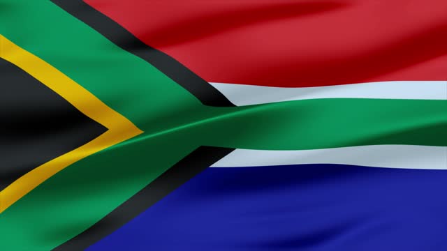 South Africa Flag Waving Seamless - Slow Motion High Quality 4K