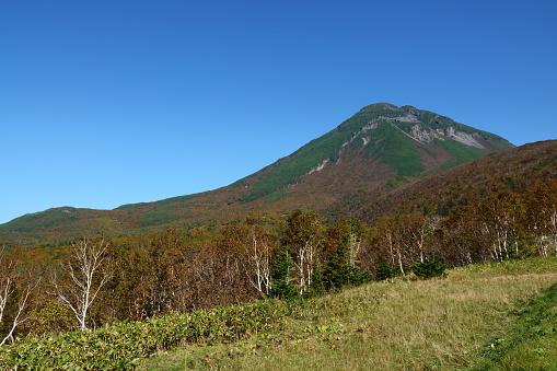 Mt. Rausu on Shiretoko Peninsula, Hokkaido in autumn.