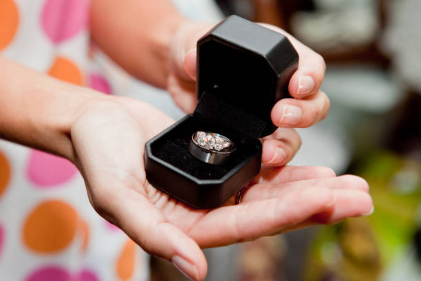 istock Hands Holding Wedding Rings in Outstretched Jewelry Box 174071200
