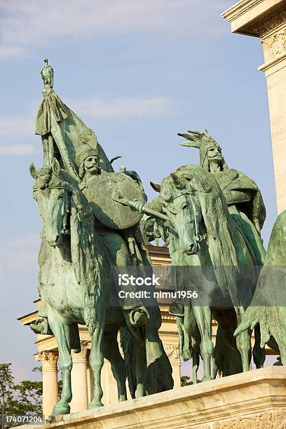 Statue Of Hungarian Chieftains In Heros Square Budapest Stock Photo - Download Image Now