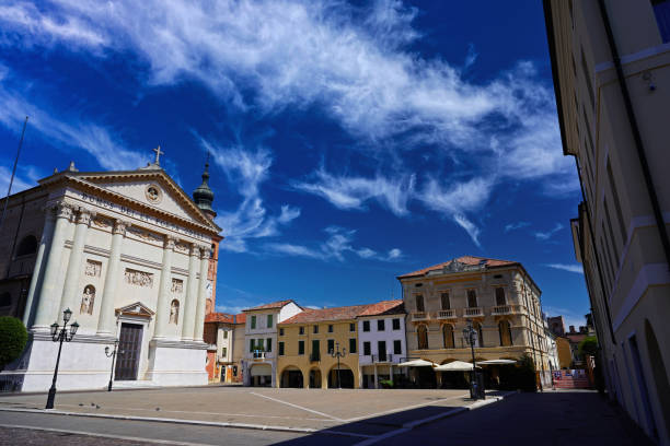 View of the historic center of Cittadella with the Duomo (Veneto, Italy).