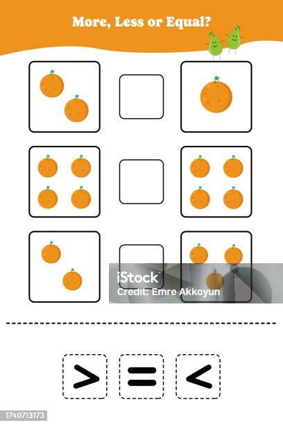 More Less Or Equal Educational Math Game For Kids Stock Illustration ...