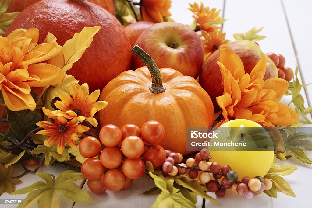 Outono decoração em branco - Foto de stock de Branco royalty-free