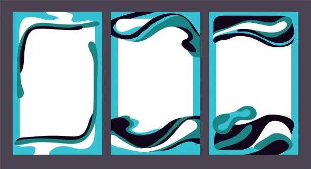 Vector illustration of Abstract banners. With blue organic shapes