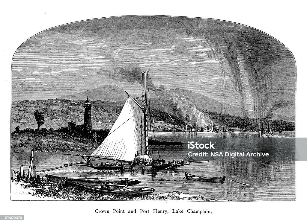 Crown Point i Port Henry, Nowy Jork/historyczne Ilustracje - Zbiór ilustracji royalty-free (Ameryka)