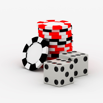 Poker cgips on table. Poker game concept.