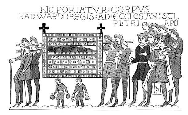 pogrzeb z saint edward spowiednik - tkanina z bayeux stock illustrations