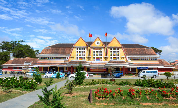 Dalat, Vietnam - Jan 25, 2016. Old railway station in Dalat, Vietnam. The station was designed in 1932 by French architects Moncet and Reveron, and opened in 1938.